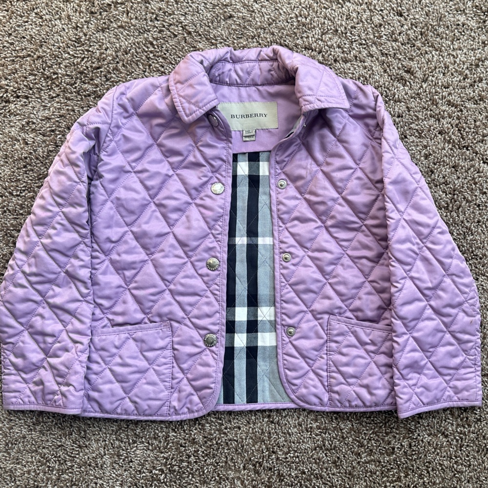 Burberry Kids Purple Quilted Pea Coat
